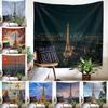 Nordic Paris Eiffel Tower Landscape Polyester Tapestry For Renting House Renovation Student Dormitory Wall Background Hanging Cloth