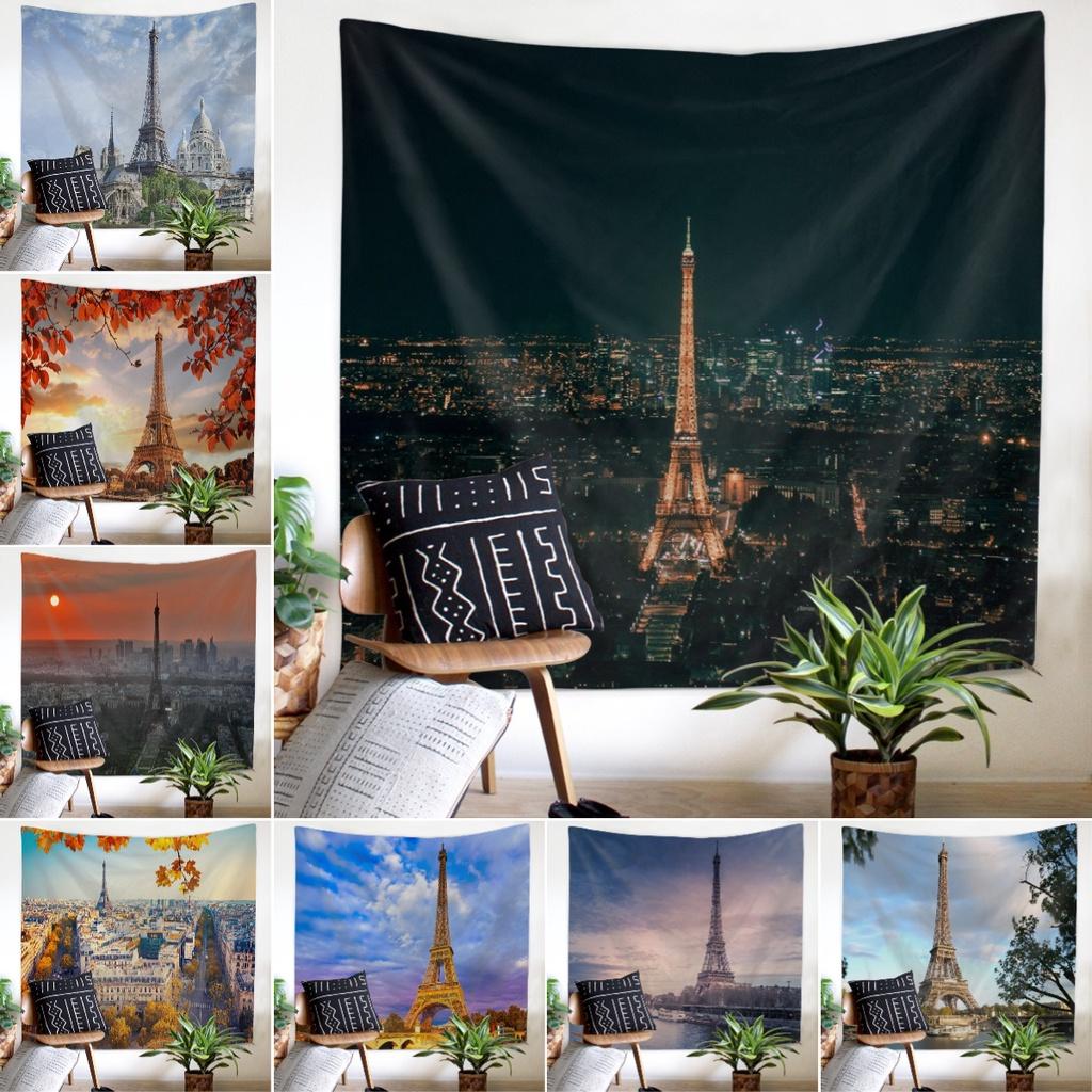Nordic Paris Eiffel Tower Landscape Polyester Tapestry For Renting House Renovation Student Dormitory Wall Background Hanging Cloth
