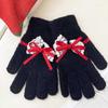 Cute Bowknot Gloves Thickened Comfortable Cotton Mittens Warm Touchscreen Full Finger Gloves Winter