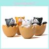 Cute Cartoon Eggshell Cat Mini Model Ornament For Landscape Decoration Prop