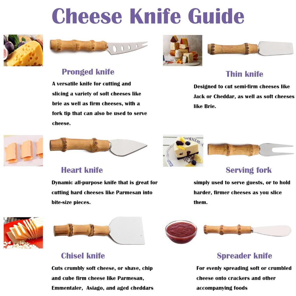 4/5/7-piece Cheese Knife Set Stainless Steel Silverware Set Bamboo Handle Utensils Hostess Serving Set for Buffet Home