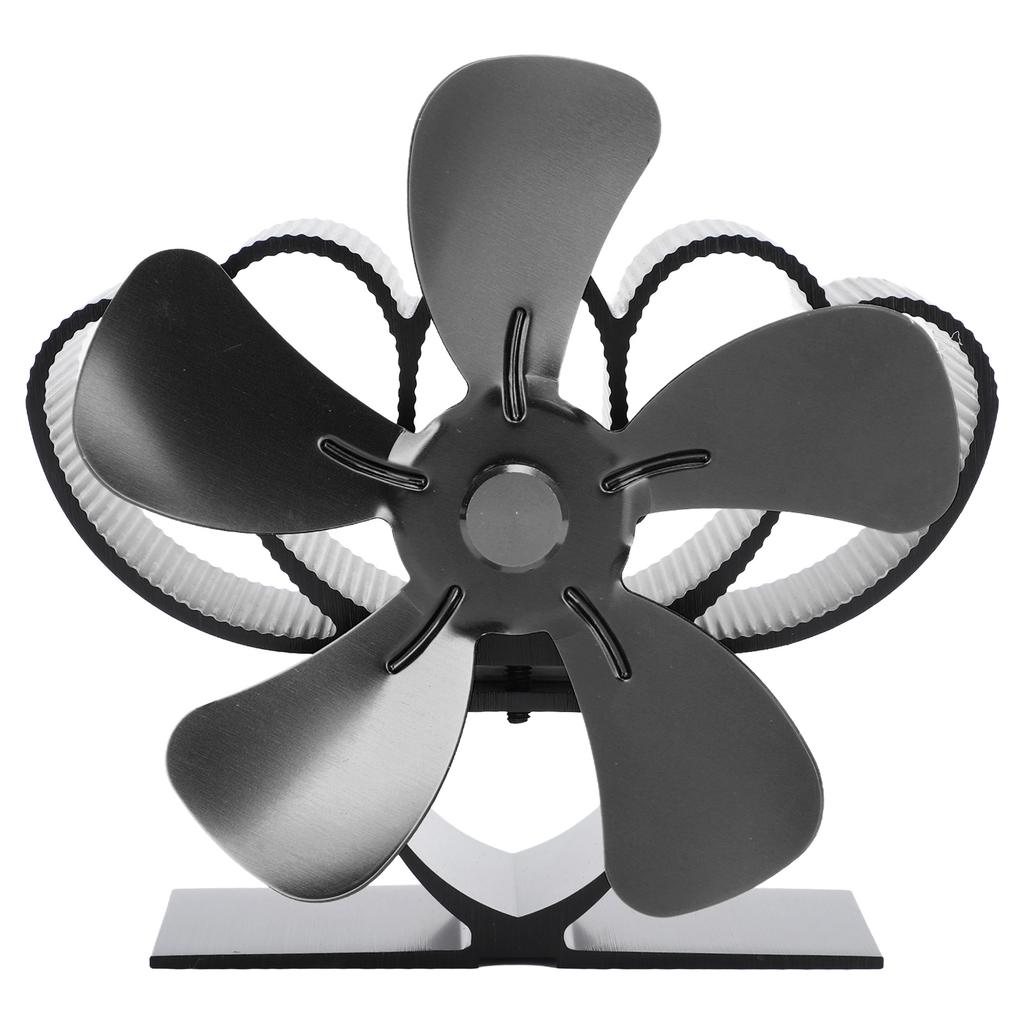 Heat Powered Stove Fan Aluminum Alloy Low Noise Sustainable Wood Stove Fan for Log Fireplace Gold