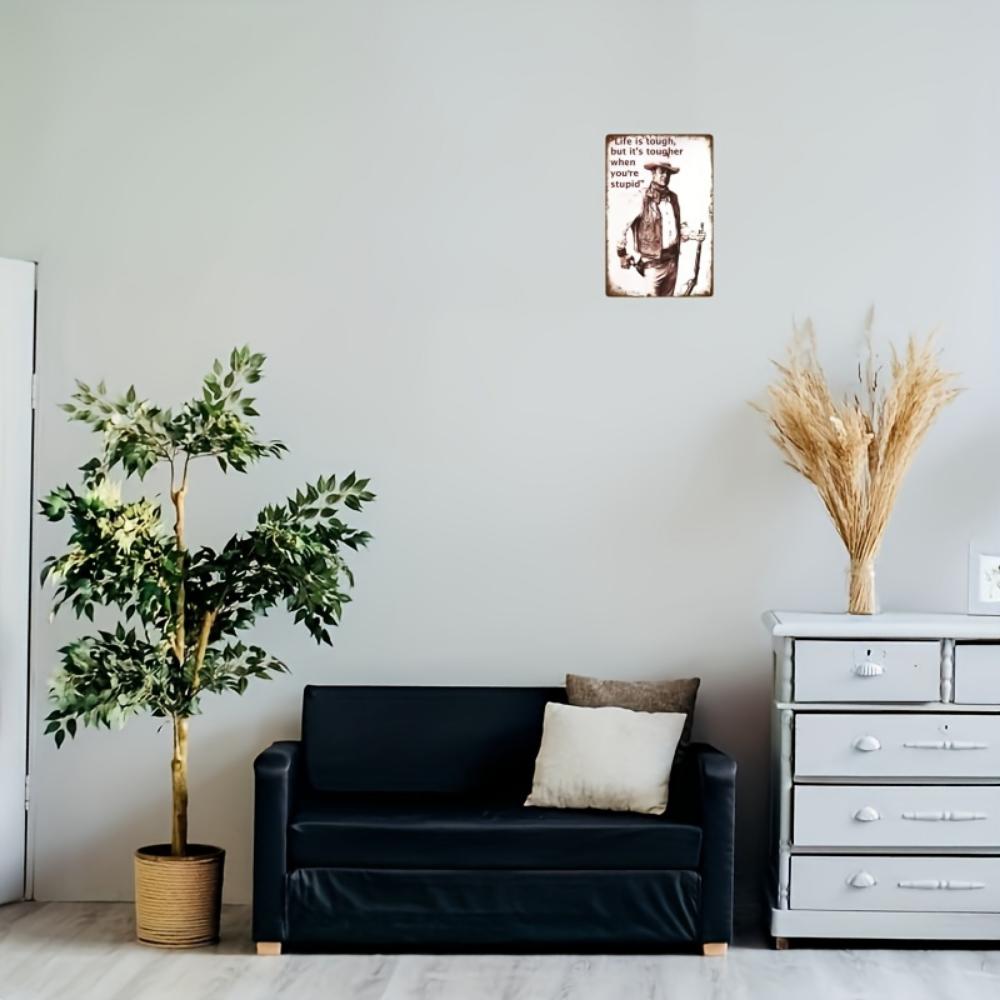 A metal tin plaque (12x8 inches/30x20 cm), legendary cowboy poster artwork, waterproof and dustproof, fun home wall decor