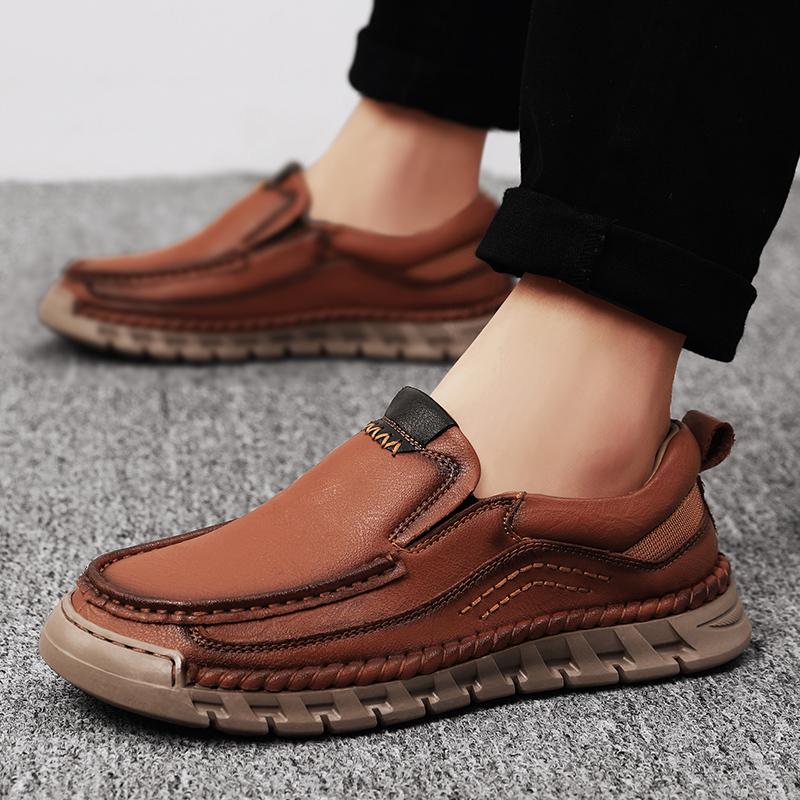 Autumn Dad Lazy Shoes Large Size Soft-soled Soft Leather Casual Leather Shoes