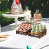 Table Risers for Display Dessert Display Stands Wood Shelves 4 Pieces Rack Storage Organizer Home Decor for Table Countertop
