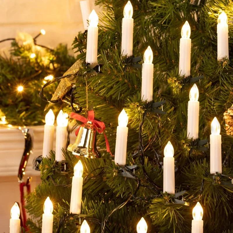 Flameless Taper Candle String Lights with Clips 10 or 20 LED for Christmas Tree Home Party Holiday Decorations