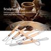 Double Head Ribbon Tool Wooden Handle Wax Pottery Clay Carving Sculpture DIY Craft Set