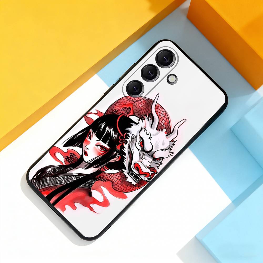 Samurai Krieger Geisha Coole Handyhülle Für Samsung Galaxy A 73,72,51,53,52,71,22,5G,Note,J7,8,9 Weiche Präzise Lochung Schwarze Hülle