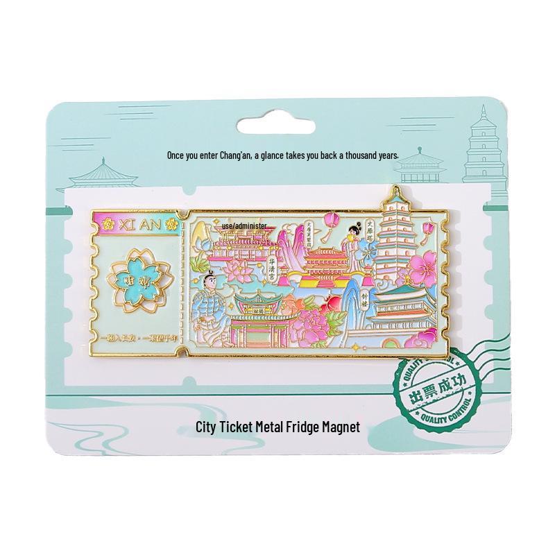 Xi'an Wahrzeichen Metall Kühlschrankmagnet Ticket Souvenir