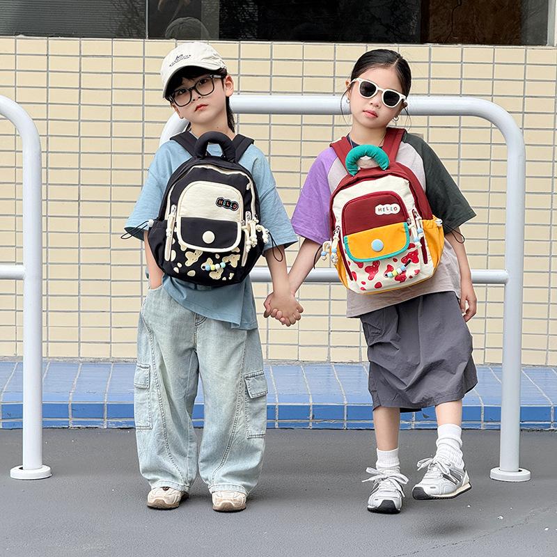 Schoolbag New dopamine contrasting color children's schoolbag Multi-compartment large-capacity student schoolbag Outdoor travel backpack