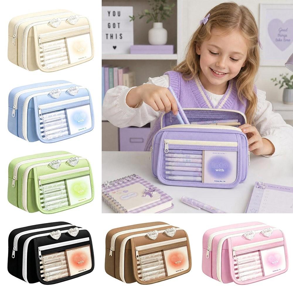 Oxford Pencil Pouch Multi-Layer Pen Organizer New Stationery Case for Girls
