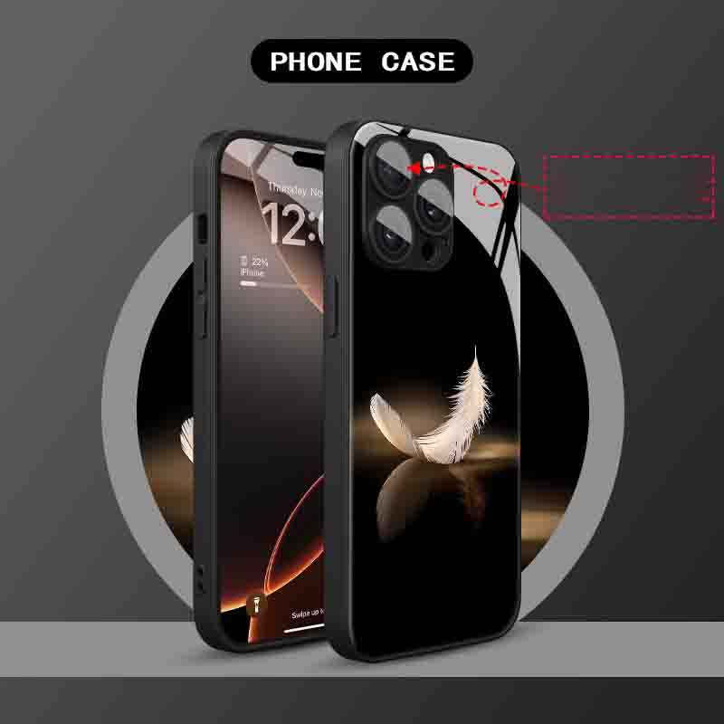 Luxuriöse Weiße Feder Muster Gehärtetes Glas Handyhülle Für iPhone 17 16 15 14 Pro Max 13 12 11 16E 17 Air 7 8 Plus XR XS X Hülle