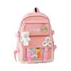 Simple Badge Shoulder Backpack Nylon Korean Style School Bag Sweet Large Capacity Bags  Girls