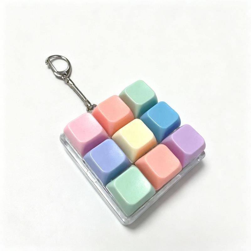 Cute Pastel Keyboard Fidget Keychain Clickable Buttons Fun Stress Relief Toy Ideal Holiday Gift for Kids Adults Office Staff
