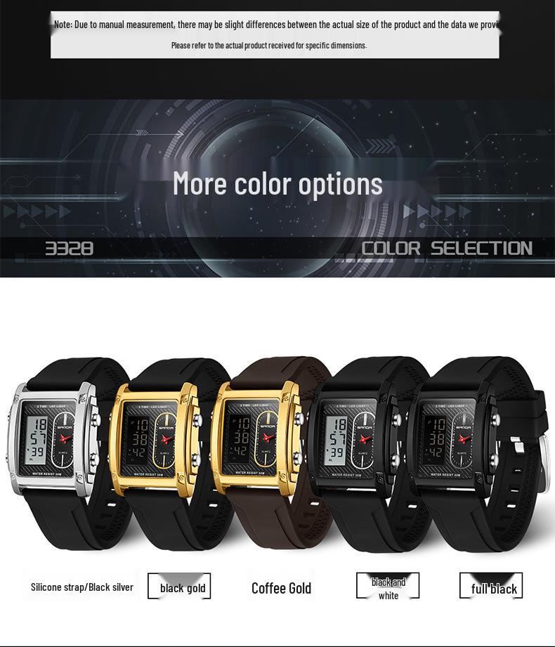 Sanda Men's Luminous Waterproof Multi-Function Electronic Watch with Dual Display