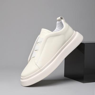 Summer New Casual Leather Men's Shoes One Pedal Thick-soled Lazy Loafer Beanie Shoes Low-top White Men's Board Shoes