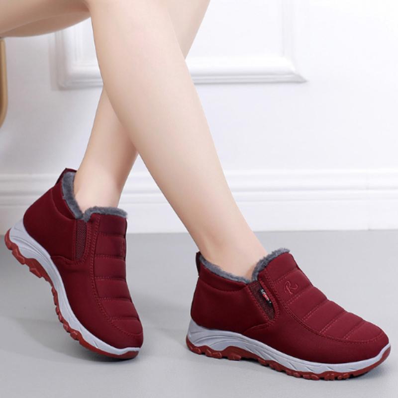 Commander une taille au-dessus Chaussures de sport épaisses et chaudes pour femmes, baskets montantes légères à absorption des chocs antidérapantes, automne et hiver