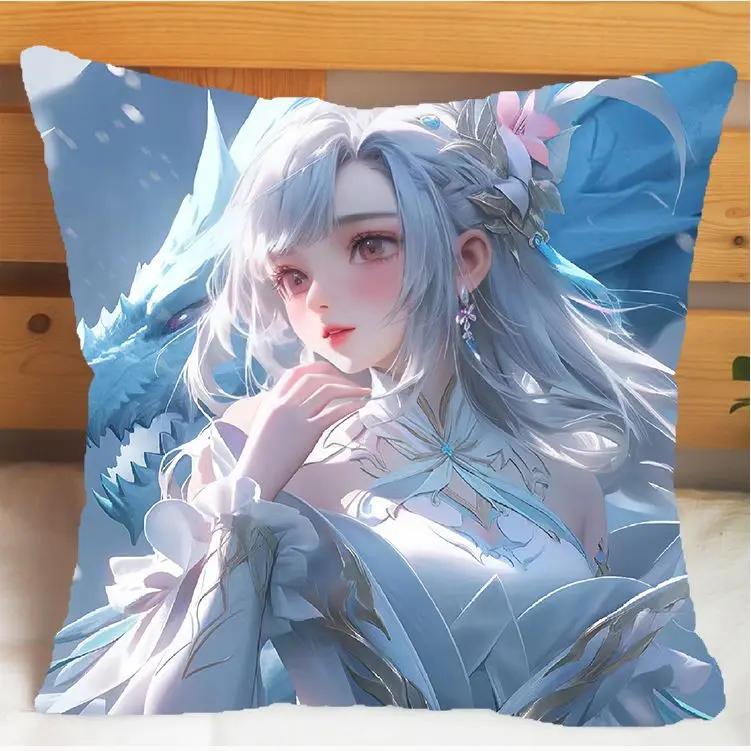 Arena of Valor Honor of Kings Xi Shi Polštář a Povlak na polštář Potah na polštářek Oboustranný tisk Plyšové Dekorační polštáře 40x40cm