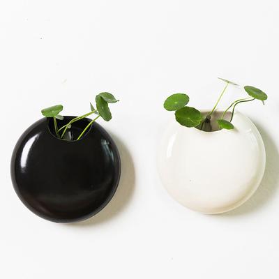 Korean Retro Hydroponic Black And White Wall-Mounted Ceramic Flower Pot, Simple Gardening Creative Home Gardening Succulent Flower Pot