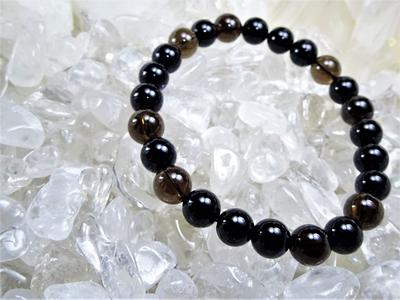 Kraftvolle Schutzsteine zur Abwehr des Bösen und Morion und Rauchquarz Armband für Männer und 8mm Natursteine Mittel 16cm Unglück! Frauen.