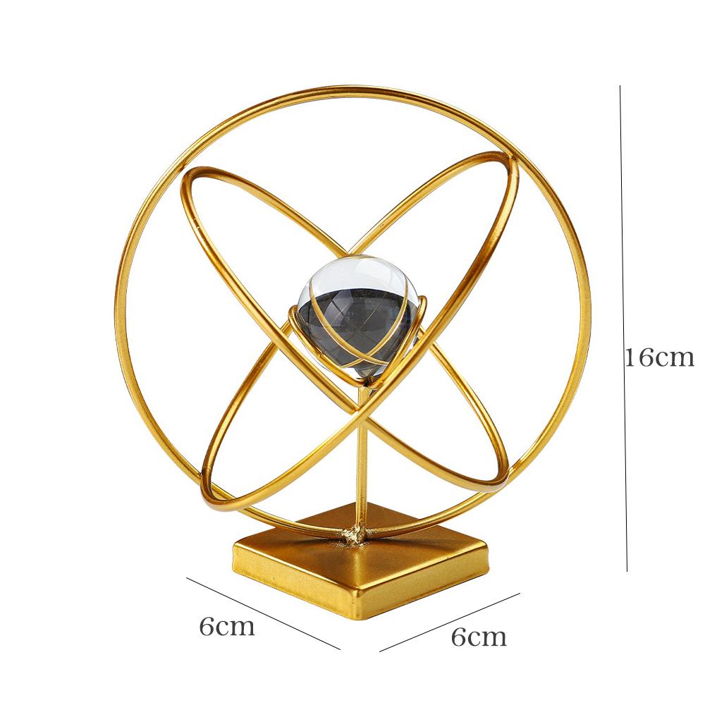 Nordic Luxury Metal Crafts Creative Crystal Ball Pendant Ornament for Living Room, Office Desktop Decoration