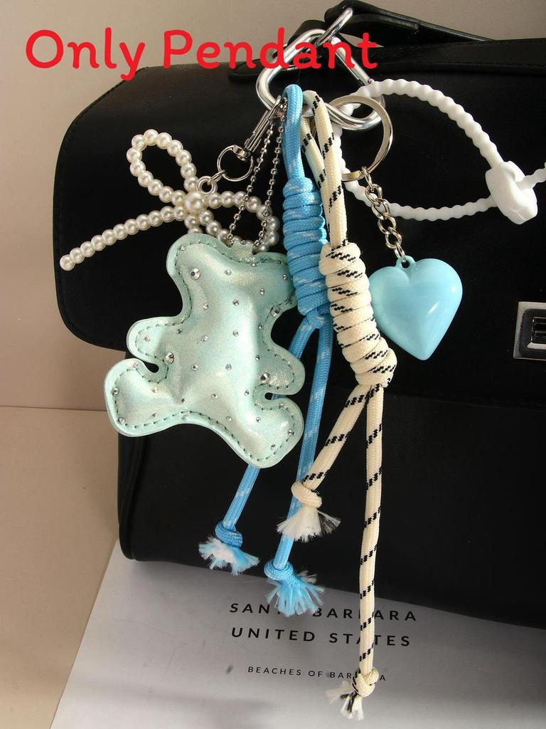 Miu Custom Animal Keychain Pu Material Heart Bow Pendant For Fashion Accessories