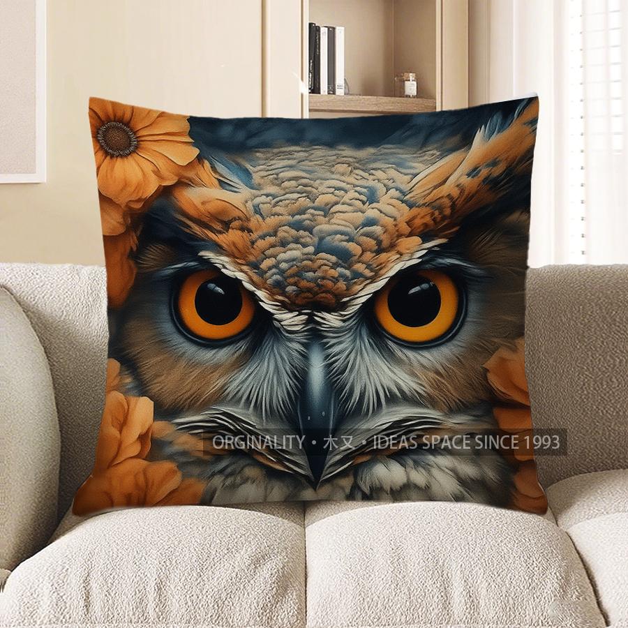 Home Decor Owl In Autumn Landscape Throw Pillow Cover Pattern Cushion Cover Suitable For Sofa Bedroom Car Pillow Cover