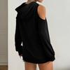 Women's Fashion Casual Solid-color Long-sleeved Off-the-shoulder Hooded Sweatshirt