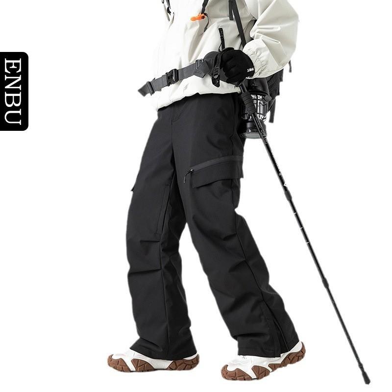 Mens Winter Ski Down Pants Outdoor Casual Windproof Cargo Trousers