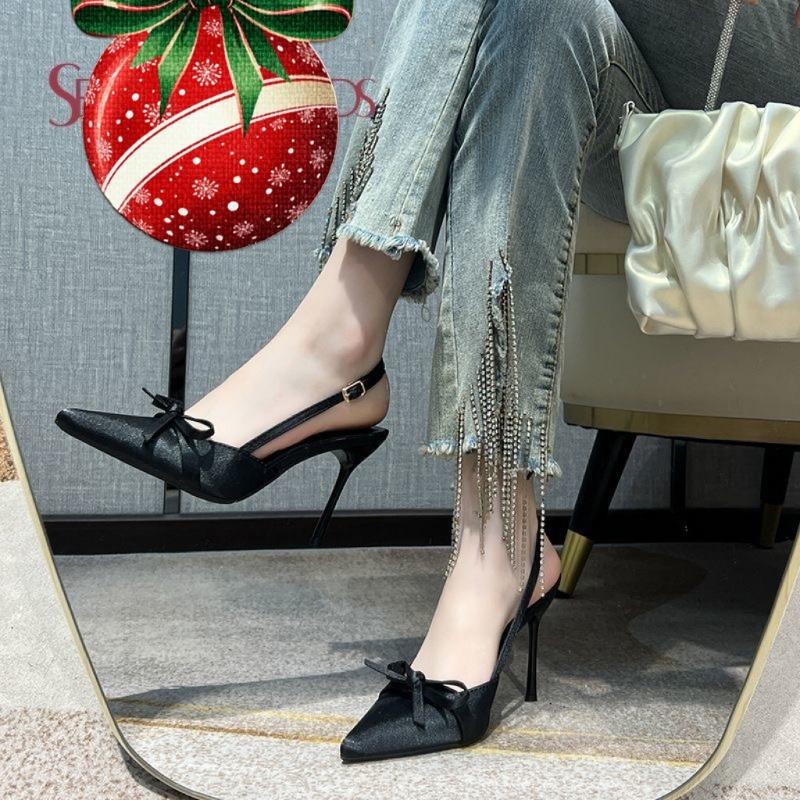 Fashion Women's Shoes 2025 Slingbacks Women's High Heels Fashion Butterfly-knot Office and Career New Buckle Strap Closed Toe Sandals
