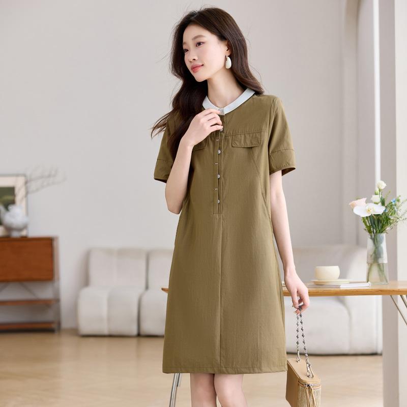 Short-sleeved Dress Women's Summer New Small Fashion Casual Straight Lapel Skirt