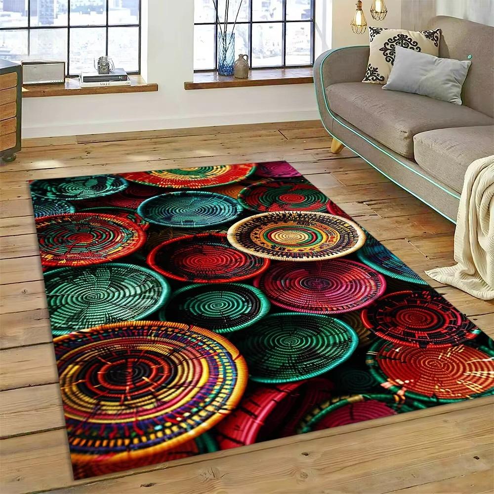 3D Etioopia Värviline Lilleline Kootud Kunstikorvid Mandala Vaip Vaip elutuppa Magamistuppa Kodukaunistus, Libisemisvastane diivanile Uksematt