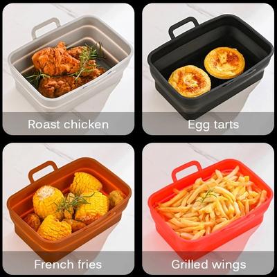 Collapsible Baking Pan Silicone Air Fryer Microwave Oven Food Grade Special Rectangular Fryer Baking Pan Easy To Store