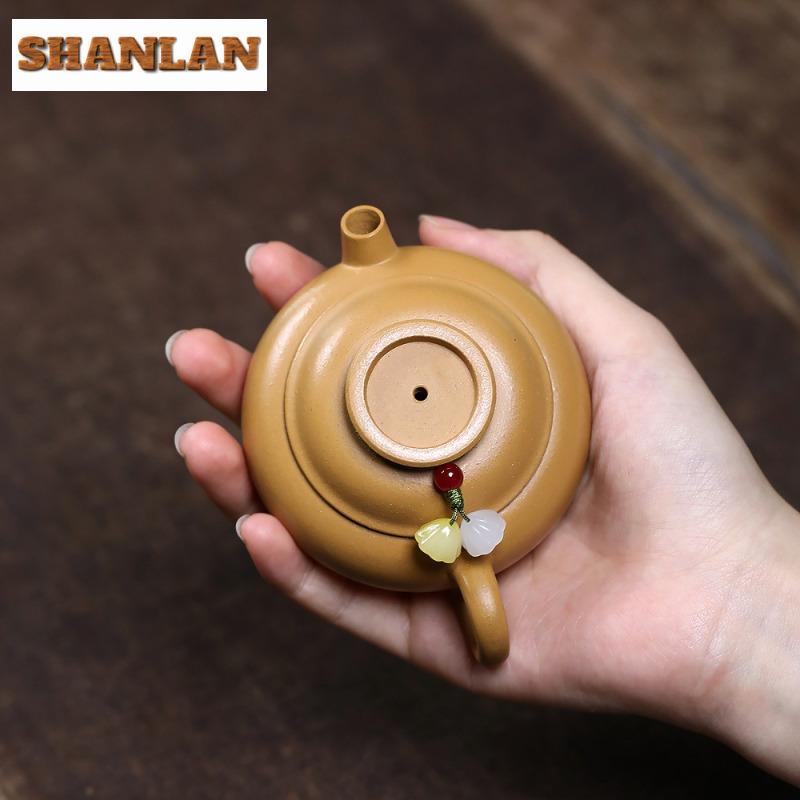 100ml Luxury Yixing Purple Clay Teapot Handmade Flying Saucer Pot Raw Ore Gold Section Mud Tea Maker Kettle Chinese Zisha Teaset