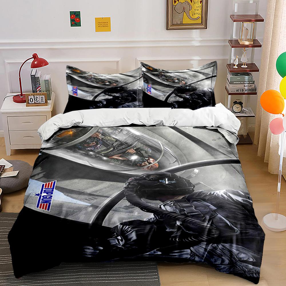Top Gun Fighter Pilot Cockpit Design Bedding Set (1 duvet cover, 2 pillowcases, duvet not included) sofas