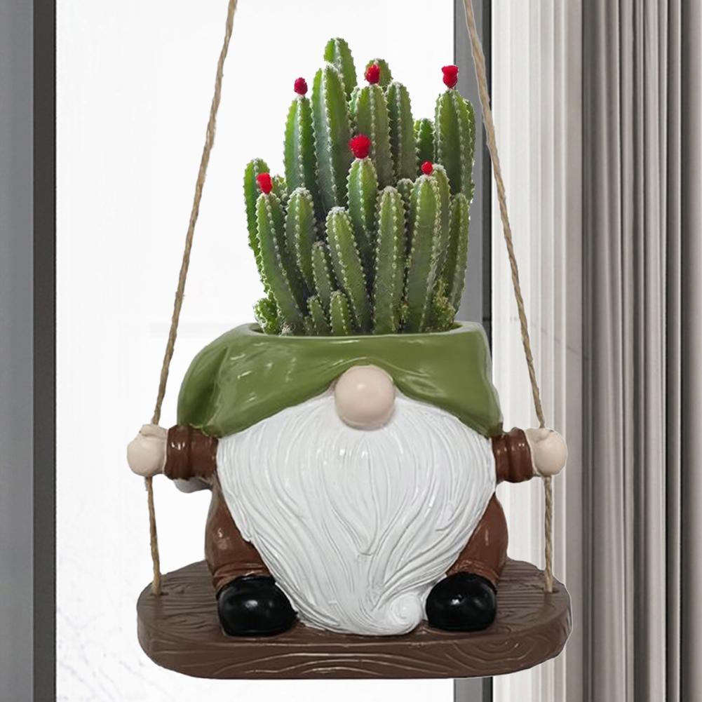 Gnome Flower Pot Resin Cute Plant Succulent Pots Creative Dwarf Flower Container for Indoor Outdoor Plant