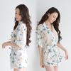 Sex women's summer ice silk nightgown hot transparent tulle kimono bathrobe sex underwear women