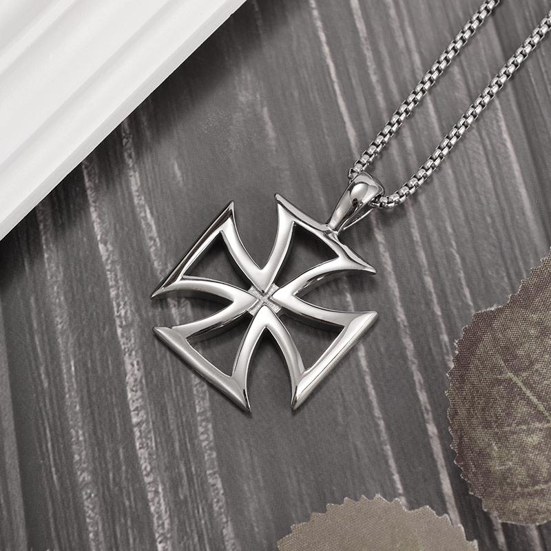 Vintage Templar Cross Necklace for Men Women Crusader Paladin Spiritual Lord's Prayer Pendant
