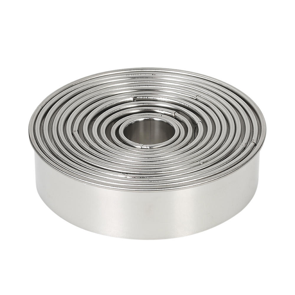 12pcs/set Multifunctional Stainless Steel Circle Cookie Cutter DIY Fondant Cake Decoration Molds