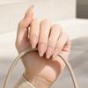 24Pcs Women Nude Press on Nails, Natural Glossy Almond Stick-on Fake Nails, Full Cover Long Glue on False Nails