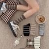 Women's Fall Bump Stripe Button Preppy Breeze Micro Pressure Boneless Anti Paging Mid Barrel Stack Socks