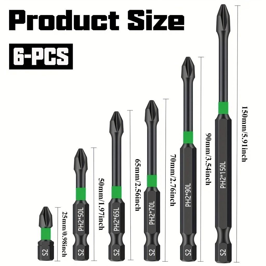 

Pc Magnetic Screwdriver Bits – 1/4 Hex Phillips, for Electric & Manual Screwdrivers