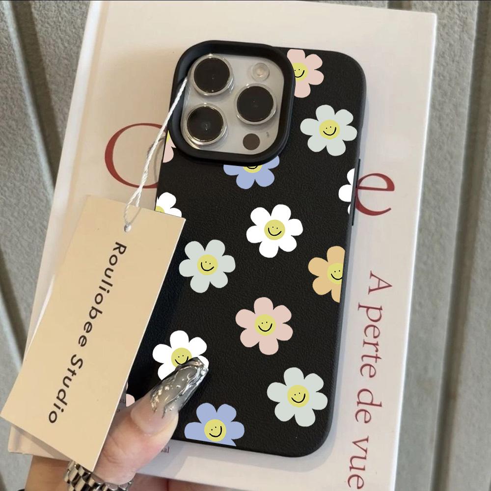 

INS Cool Flower Daisy Luxury Lichee leather pattern Phone Case For iPhone 17 16e 16 15 14 13 12 11 Air Pro Max Plus X XR XSMax iPhone 17 Air