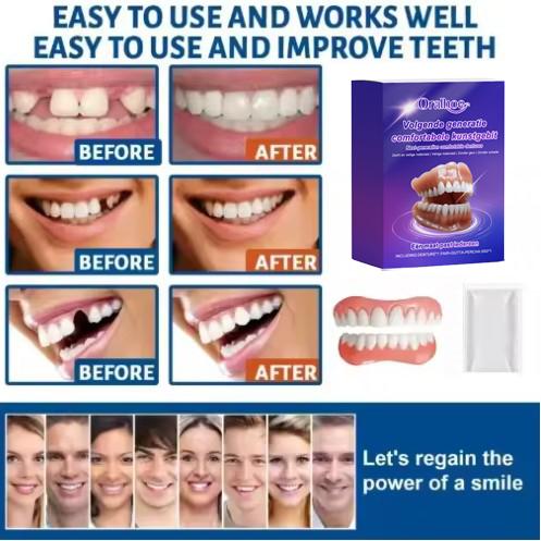 Flexible Silicone False Teeth Kit Comfortable Fit Secure Hold Realistic Appearance Upper Lower Dental Plate Replacement Dentures