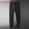 Zengzhi Men's Ice Silk Linen Blend Casual Straight Pants