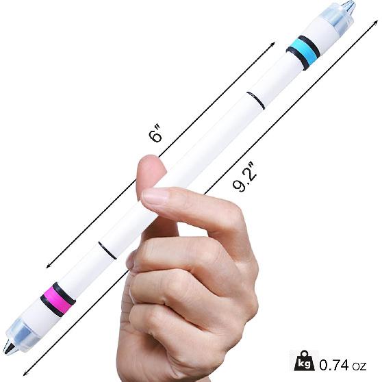 Pen Spinning Pens Ivan Emboss Pen Mod, Weighted Spin Trick Pen for Beginner, Blue Pink Grip