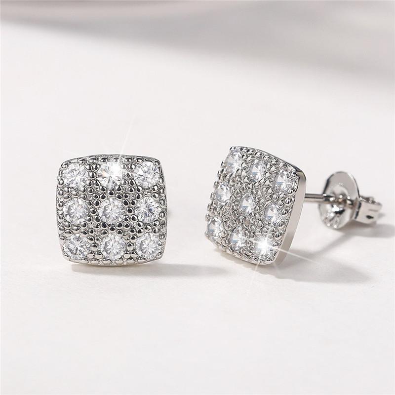 Huitan Simple Classic Geometric Shaped Stud Earrings with Crystal CZ Ear Accessories for Women High Quality Exquisite