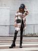 European and American Style Women's Mid-Length Plaid Woolen Coat