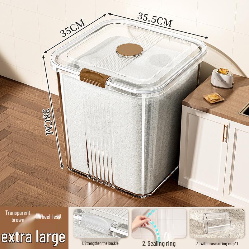 Rotatable Household Rice and Grain Storage Box: Insect & Moisture-Proof, Sealed, Compartmented Bucket