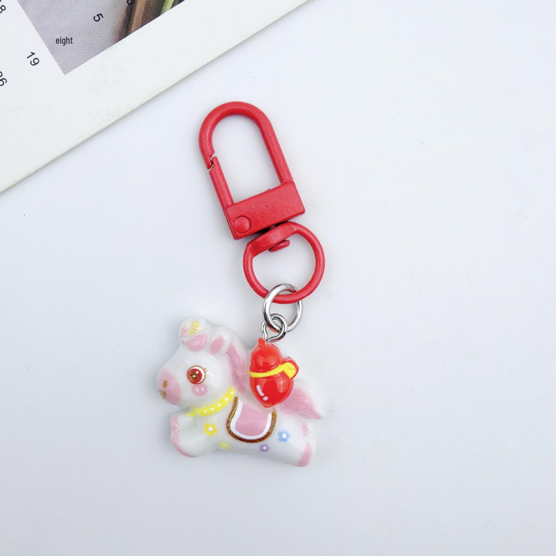New Year Cartoon Pony Keychain Pendant - Cute Creative Horse-Themed Gift.